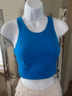Lululemon Wunder Train Long Line Bra Bright Blue High-Neck Crop Tank